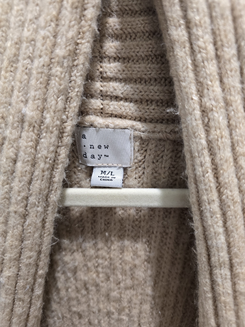 a new day Beige Ribbed Shawl Collar Open-Front Cardigan - Picture 3 of 5